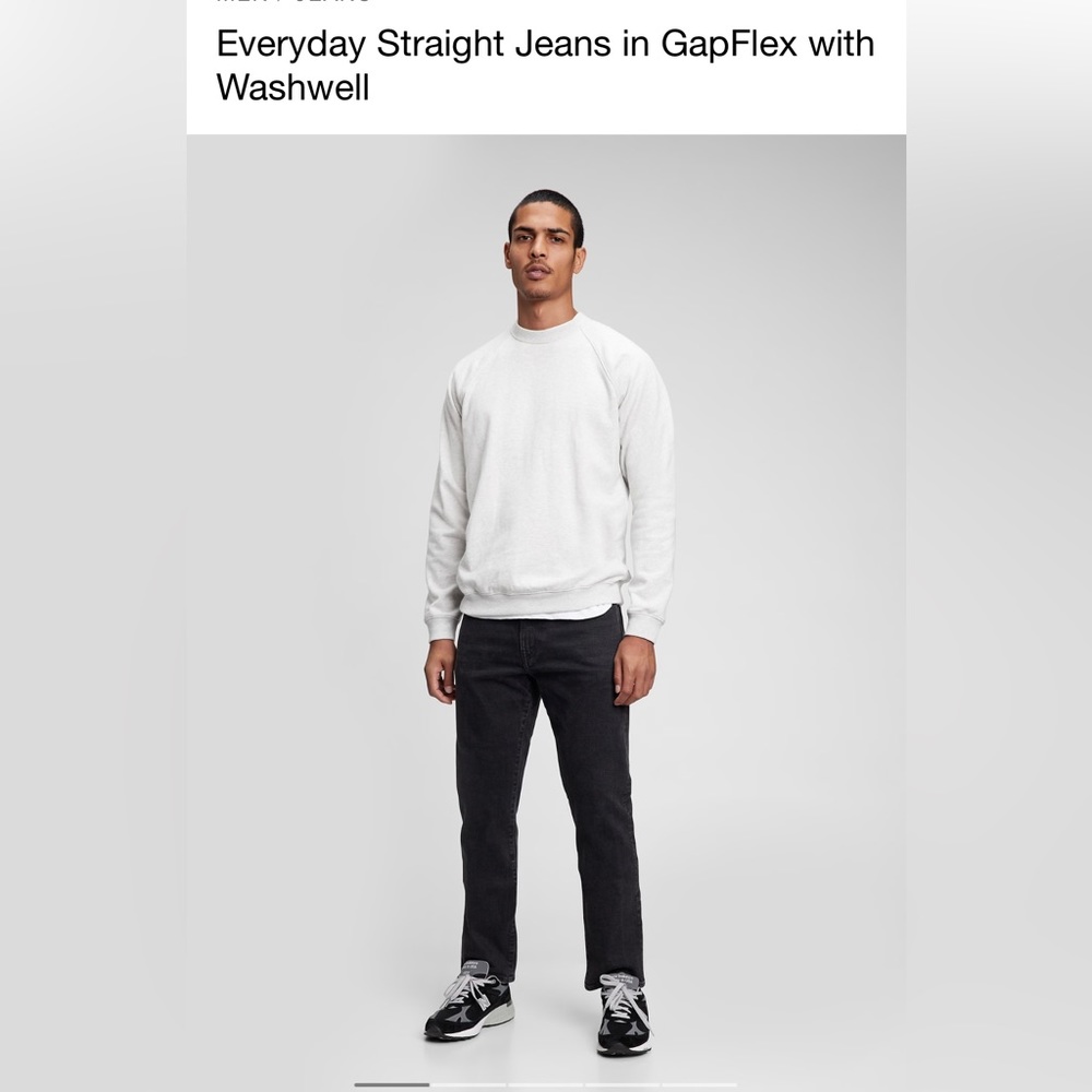NWT GAP Everyday Straight Jeans in GapFlex with Washwell black 42 30